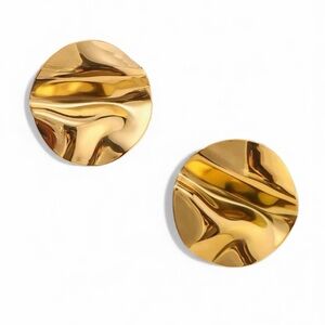 Modern Abstract Gold Round Earrings